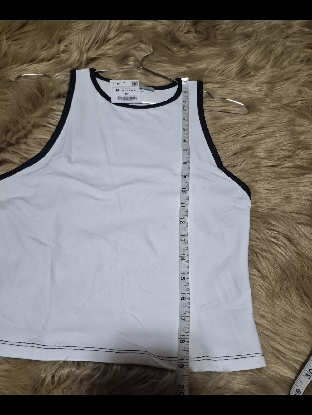 Zara White Black Crop Tank Top M - Picture 8 of 8